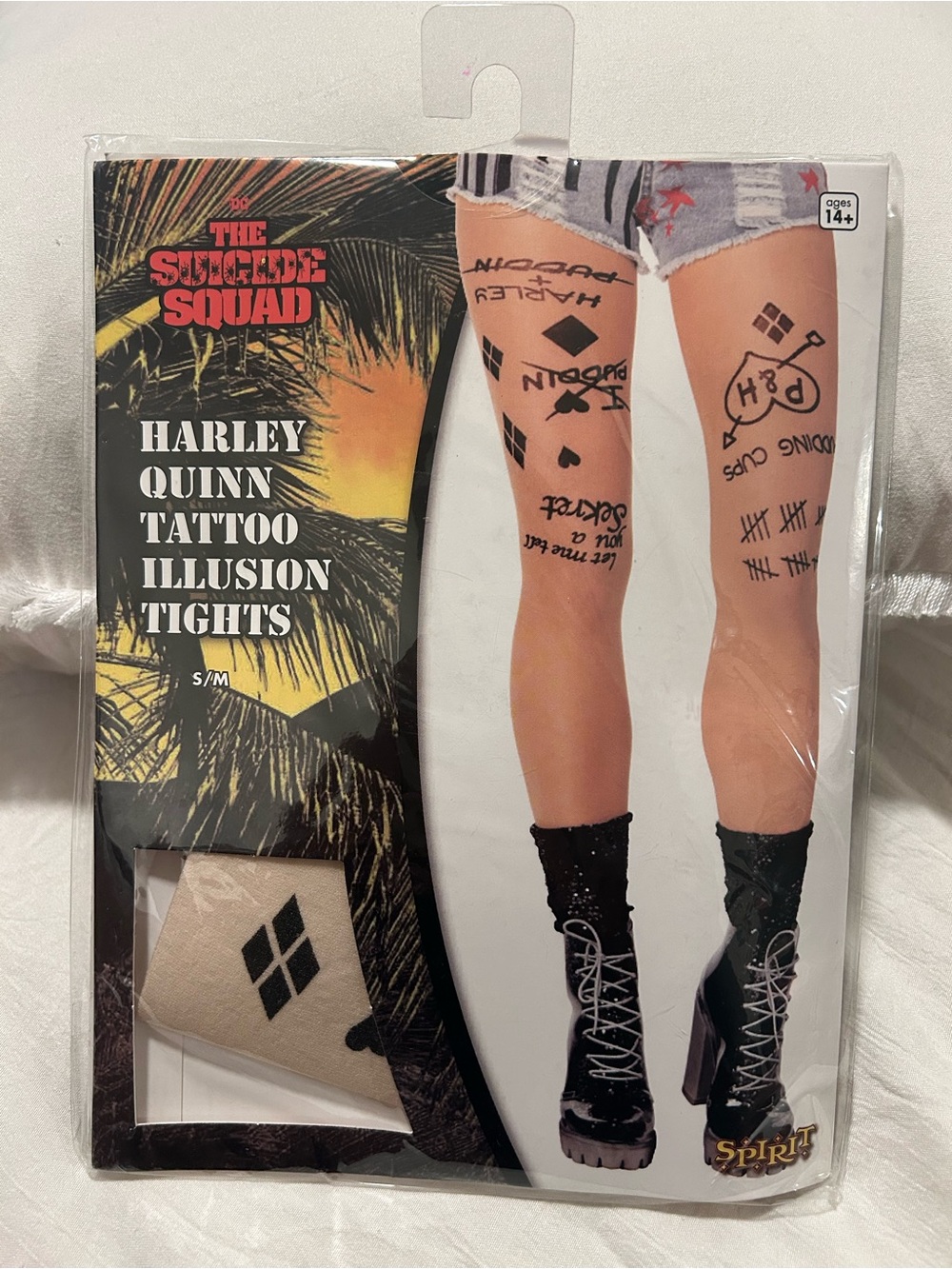 Spirit Harley Quinn Tattoo Illusion Tights - Beige and Black